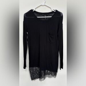 BCBG MaxAzria Black Lace Hem Top